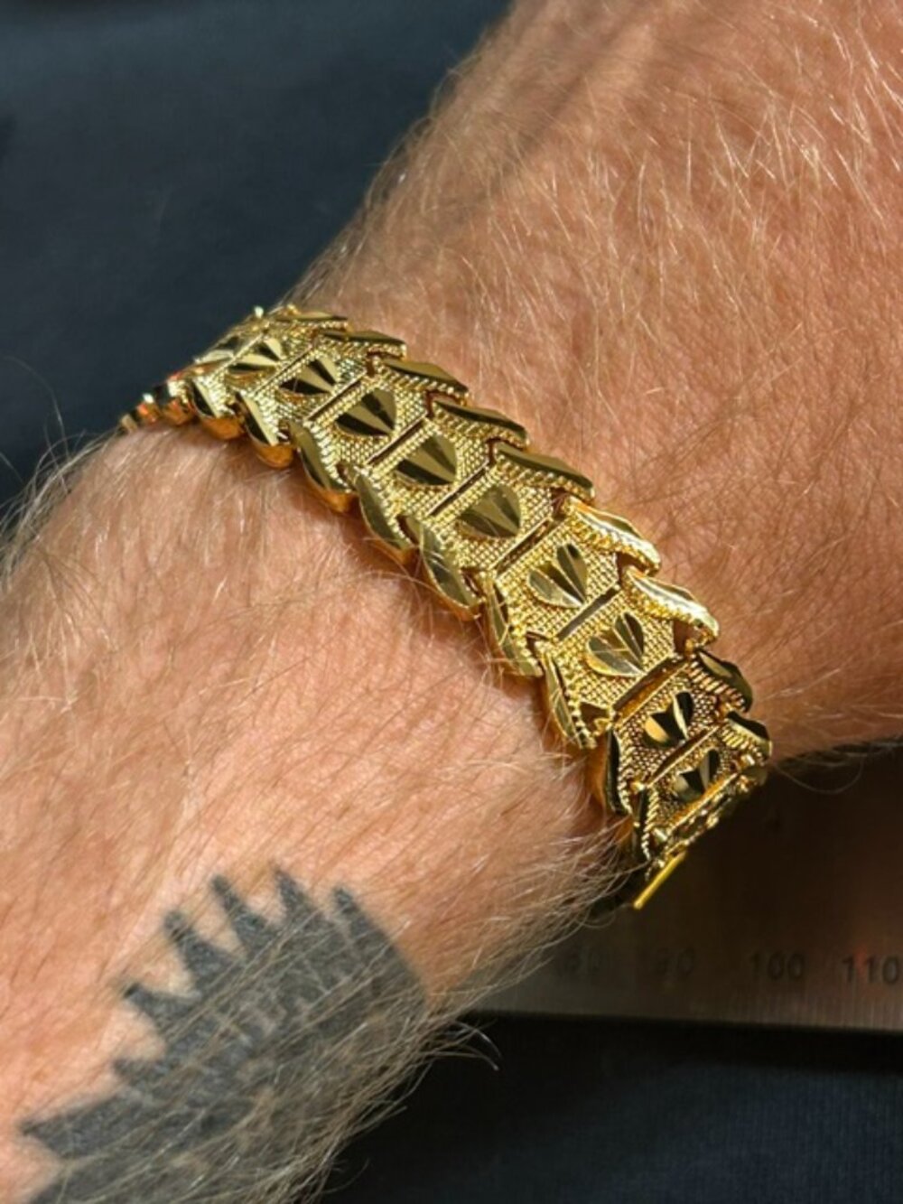 Men’s Heavy Gold Airplane Link Watchband Style Statement Bracelet